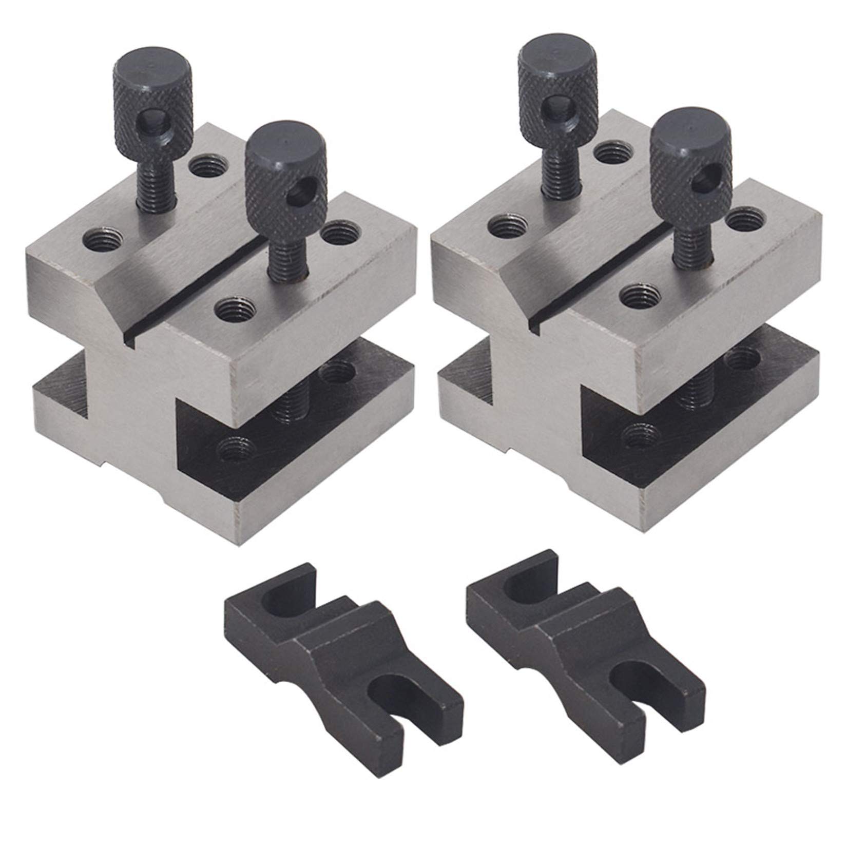 findmall V Blocks with Clamp Set Hardened Steel 90 Degree Angle